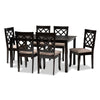 Baxton Studio Verner Modern and Contemporary Sand Fabric Upholstered Dark Brown Finished 7-Piece Wood Dining Set