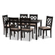 Baxton Studio Verner Modern and Contemporary Sand Fabric Upholstered Dark Brown Finished 7-Piece Wood Dining Set