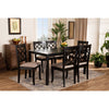 Baxton Studio Verner Modern and Contemporary Sand Fabric Upholstered Dark Brown Finished 7-Piece Wood Dining Set