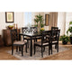 Baxton Studio Verner Modern and Contemporary Sand Fabric Upholstered Dark Brown Finished 7-Piece Wood Dining Set