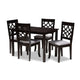 Baxton Studio Mael Modern and Contemporary Grey Fabric Upholstered Espresso Brown Finished 5-Piece Wood Dining Set
