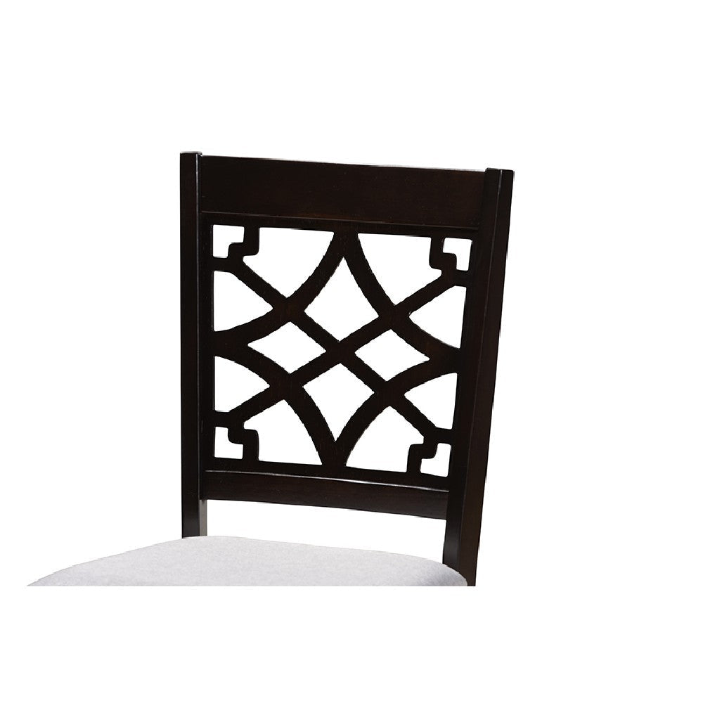 Baxton Studio Mael Modern and Contemporary Grey Fabric Upholstered Espresso Brown Finished 5-Piece Wood Dining Set