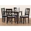 Baxton Studio Mael Modern and Contemporary Grey Fabric Upholstered Espresso Brown Finished 5-Piece Wood Dining Set