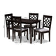 Baxton Studio Mael Modern and Contemporary Grey Fabric Upholstered Espresso Brown Finished 5-Piece Wood Dining Set