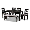 Baxton Studio Dori Modern and Contemporary Grey Fabric Upholstered and Dark Brown Finished Wood 6-Piece Dining Set