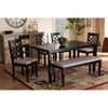 Baxton Studio Dori Modern and Contemporary Grey Fabric Upholstered and Dark Brown Finished Wood 6-Piece Dining Set