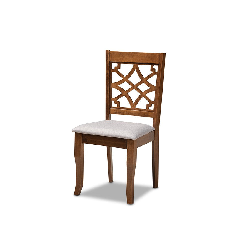 Baxton Studio Dori Modern and Contemporary Grey Fabric Upholstered and Walnut Brown Finished Wood 6-Piece Dining Set