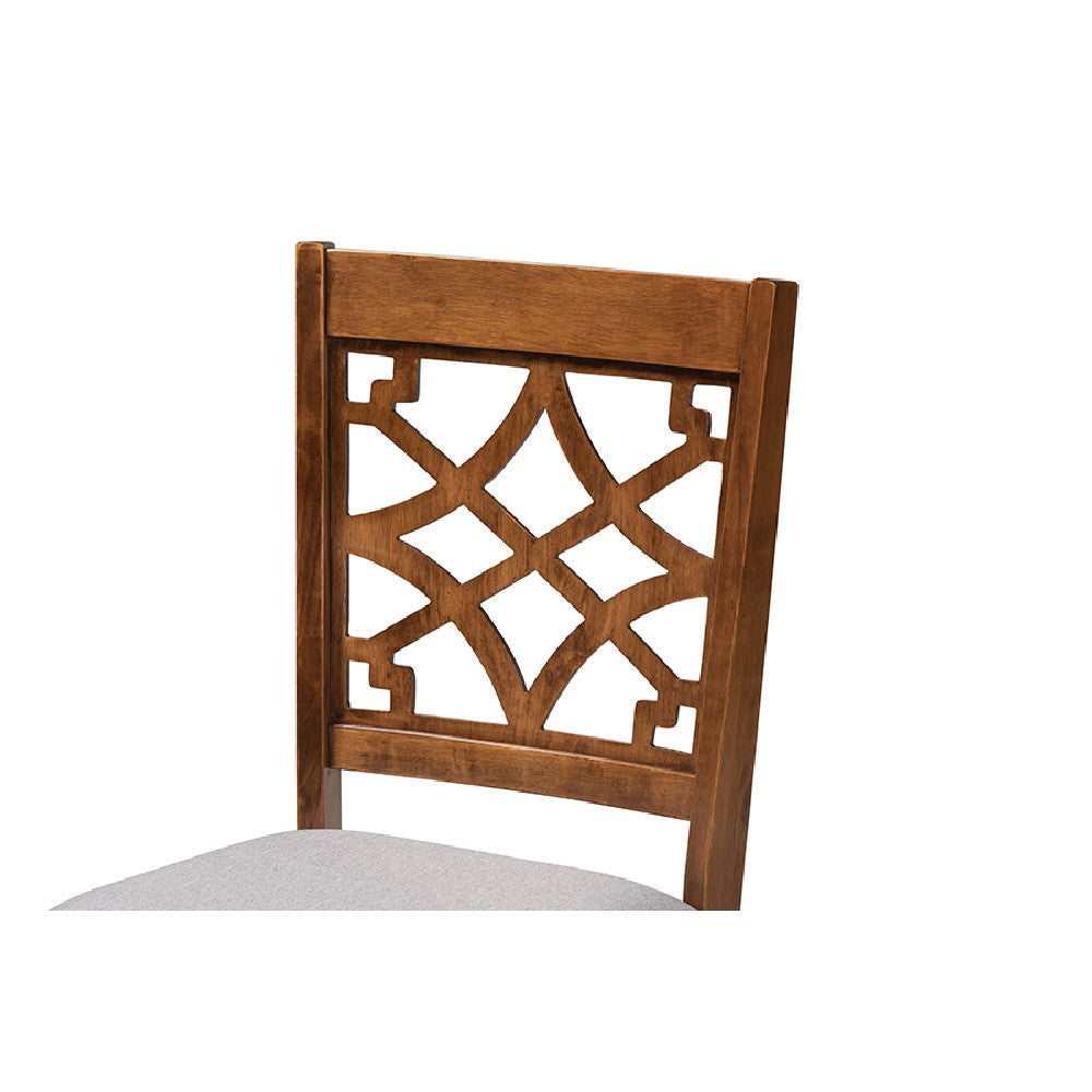 Baxton Studio Dori Modern and Contemporary Grey Fabric Upholstered and Walnut Brown Finished Wood 6-Piece Dining Set
