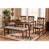 Baxton Studio Dori Modern and Contemporary Grey Fabric Upholstered and Walnut Brown Finished Wood 6-Piece Dining Set
