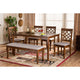 Baxton Studio Dori Modern and Contemporary Grey Fabric Upholstered and Walnut Brown Finished Wood 6-Piece Dining Set