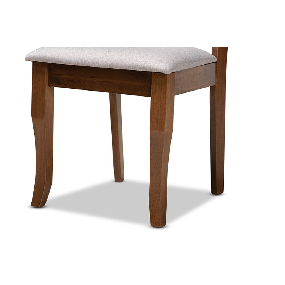 Baxton Studio Dori Modern and Contemporary Grey Fabric Upholstered and Walnut Brown Finished Wood 6-Piece Dining Set