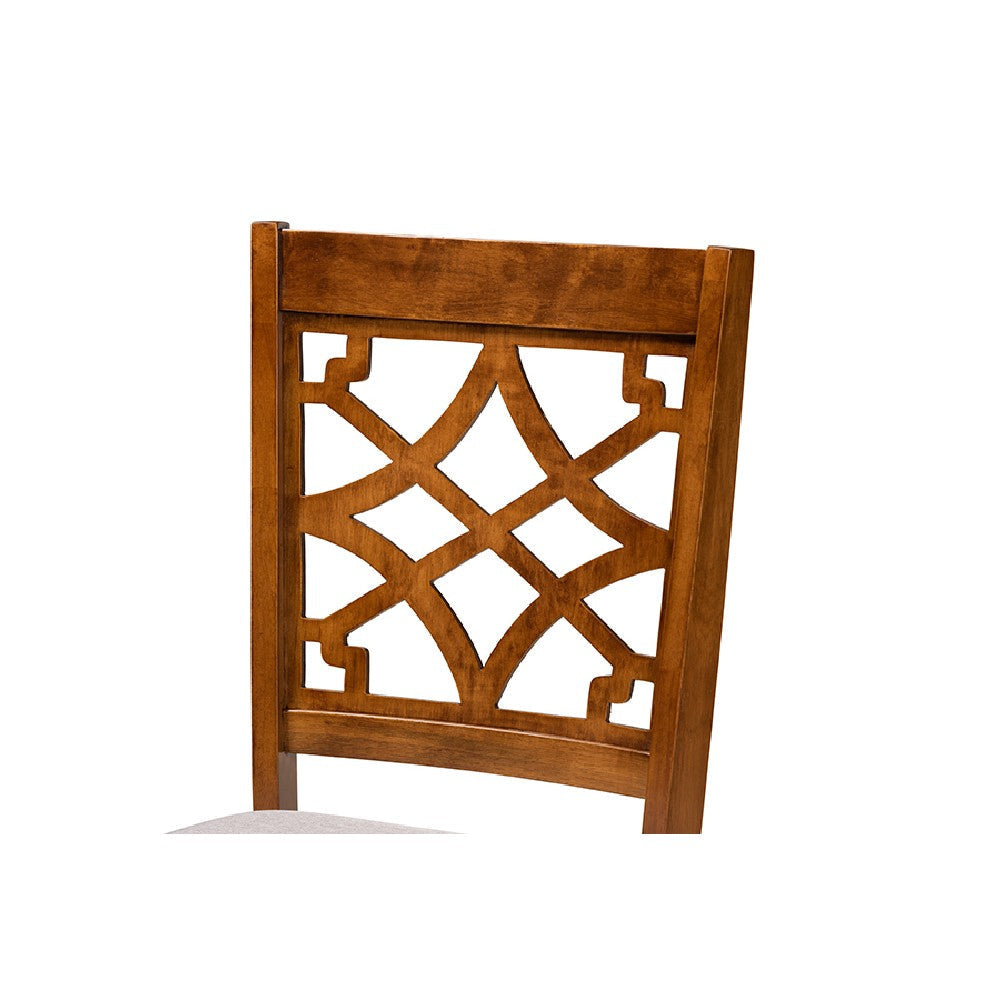 Baxton Studio Mael Modern and Contemporary Grey Fabric Upholstered and Walnut Brown Finished Wood 7-Piece Dining Set