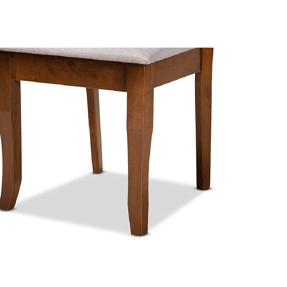 Baxton Studio Mael Modern and Contemporary Grey Fabric Upholstered and Walnut Brown Finished Wood 7-Piece Dining Set
