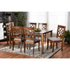 Baxton Studio Mael Modern and Contemporary Grey Fabric Upholstered and Walnut Brown Finished Wood 7-Piece Dining Set
