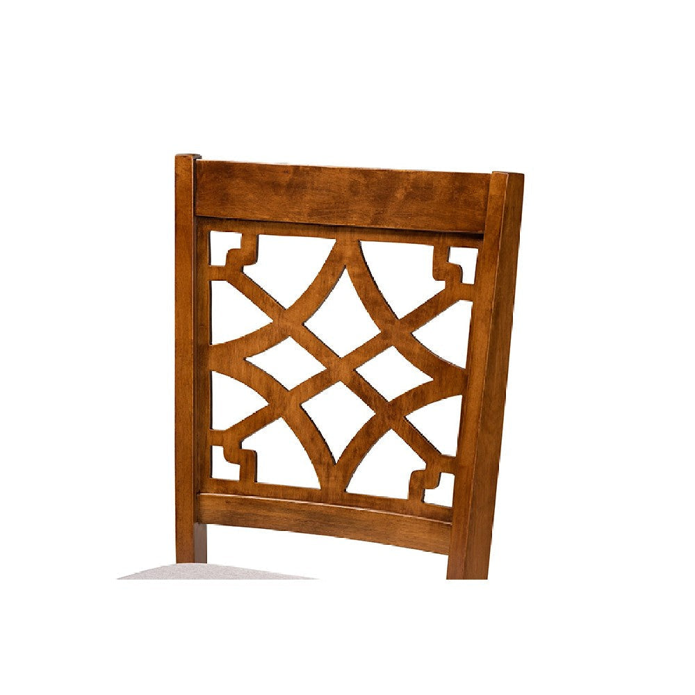 Baxton Studio Mael Modern and Contemporary Grey Fabric Upholstered and Walnut Brown Finished Wood 2-Piece Dining Chair Set