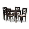 Baxton Studio Mael Modern and Contemporary Sand Fabric Upholstered Espresso Brown Finished 5-Piece Wood Dining Set