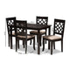 Baxton Studio Mael Modern and Contemporary Sand Fabric Upholstered Espresso Brown Finished 5-Piece Wood Dining Set