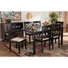 Baxton Studio Mael Modern and Contemporary Sand Fabric Upholstered and Espresso Brown Finished Wood 7-Piece Dining Set