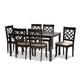 Baxton Studio Mael Modern and Contemporary Sand Fabric Upholstered and Espresso Brown Finished Wood 7-Piece Dining Set