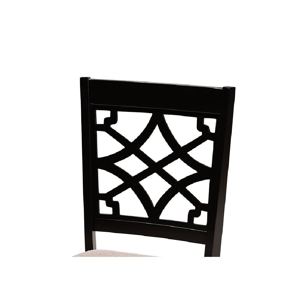 Baxton Studio Mael Modern and Contemporary Sand Fabric Upholstered and Espresso Brown Finished Wood 7-Piece Dining Set