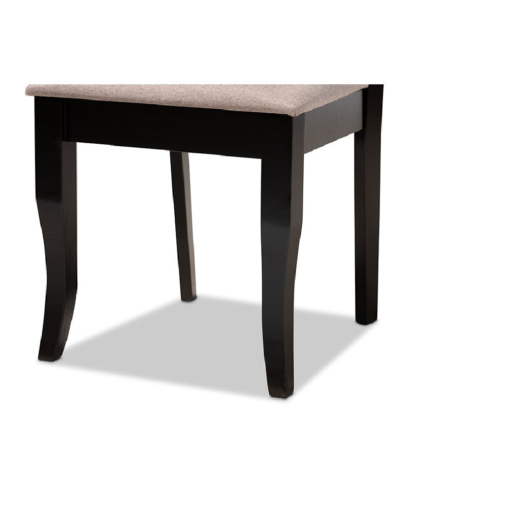 Baxton Studio Mael Modern and Contemporary Sand Fabric Upholstered and Espresso Brown Finished Wood 7-Piece Dining Set