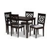 Baxton Studio Renaud Modern and Contemporary Grey Fabric Upholstered Espresso Brown Finished 5-Piece Wood Dining Set