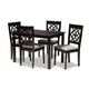 Baxton Studio Renaud Modern and Contemporary Grey Fabric Upholstered Espresso Brown Finished 5-Piece Wood Dining Set