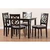 Baxton Studio Renaud Modern and Contemporary Grey Fabric Upholstered Espresso Brown Finished 5-Piece Wood Dining Set