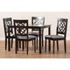 Baxton Studio Renaud Modern and Contemporary Grey Fabric Upholstered Espresso Brown Finished 5-Piece Wood Dining Set