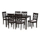 Baxton Studio Renaud Modern and Contemporary Grey Fabric Upholstered and Dark Brown Finished Wood 7-Piece Dining Set