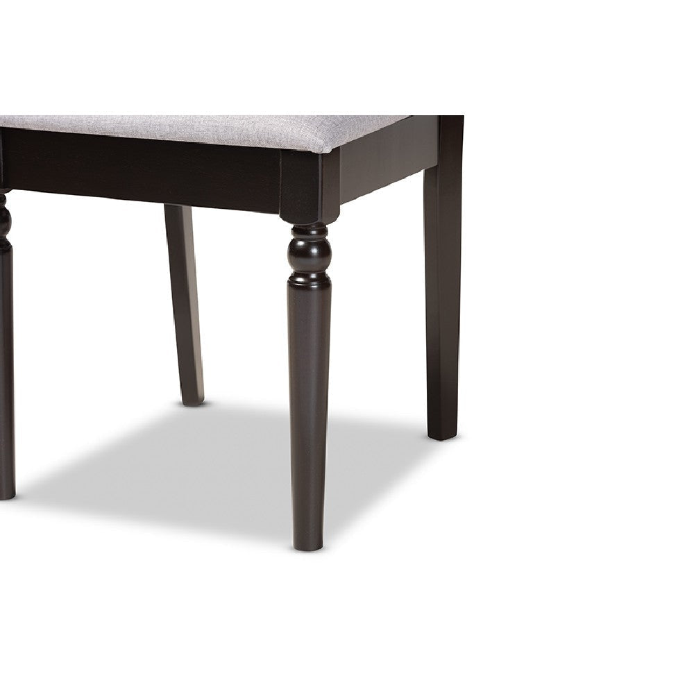 Baxton Studio Renaud Modern and Contemporary Grey Fabric Upholstered and Dark Brown Finished Wood 7-Piece Dining Set