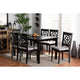 Baxton Studio Renaud Modern and Contemporary Grey Fabric Upholstered and Dark Brown Finished Wood 7-Piece Dining Set