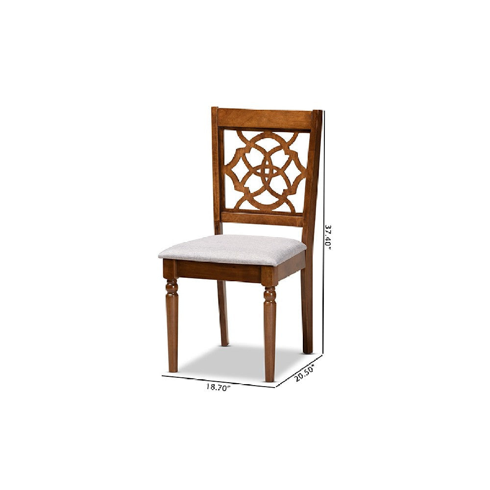 Baxton Studio Renaud Modern and Contemporary Grey Fabric Upholstered and Walnut Brown Finished Wood 2-Piece Dining Chair Set