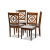 Baxton Studio Lylah Modern and Contemporary Grey Fabric Upholstered and Walnut Brown Finished Wood 4-Piece Dining Chair Set