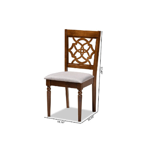 Baxton Studio Lylah Modern and Contemporary Grey Fabric Upholstered and Walnut Brown Finished Wood 4-Piece Dining Chair Set