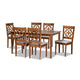 Baxton Studio Renaud Modern and Contemporary Grey Fabric Upholstered and Walnut Brown Finished Wood 7-Piece Dining Set