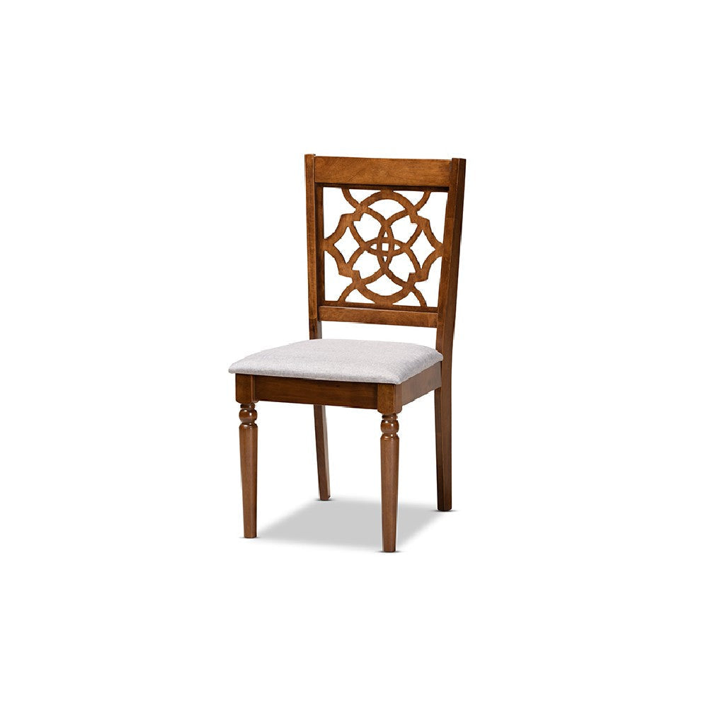 Baxton Studio Renaud Modern and Contemporary Grey Fabric Upholstered and Walnut Brown Finished Wood 7-Piece Dining Set