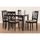 Baxton Studio Renaud Modern and Contemporary Sand Fabric Upholstered Espresso Brown Finished 5-Piece Wood Dining Set