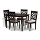 Baxton Studio Renaud Modern and Contemporary Sand Fabric Upholstered Espresso Brown Finished 5-Piece Wood Dining Set