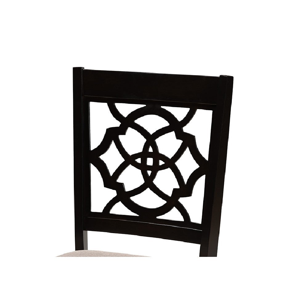 Baxton Studio Renaud Modern and Contemporary Sand Fabric Upholstered and Dark Brown Finished Wood 7-Piece Dining Set