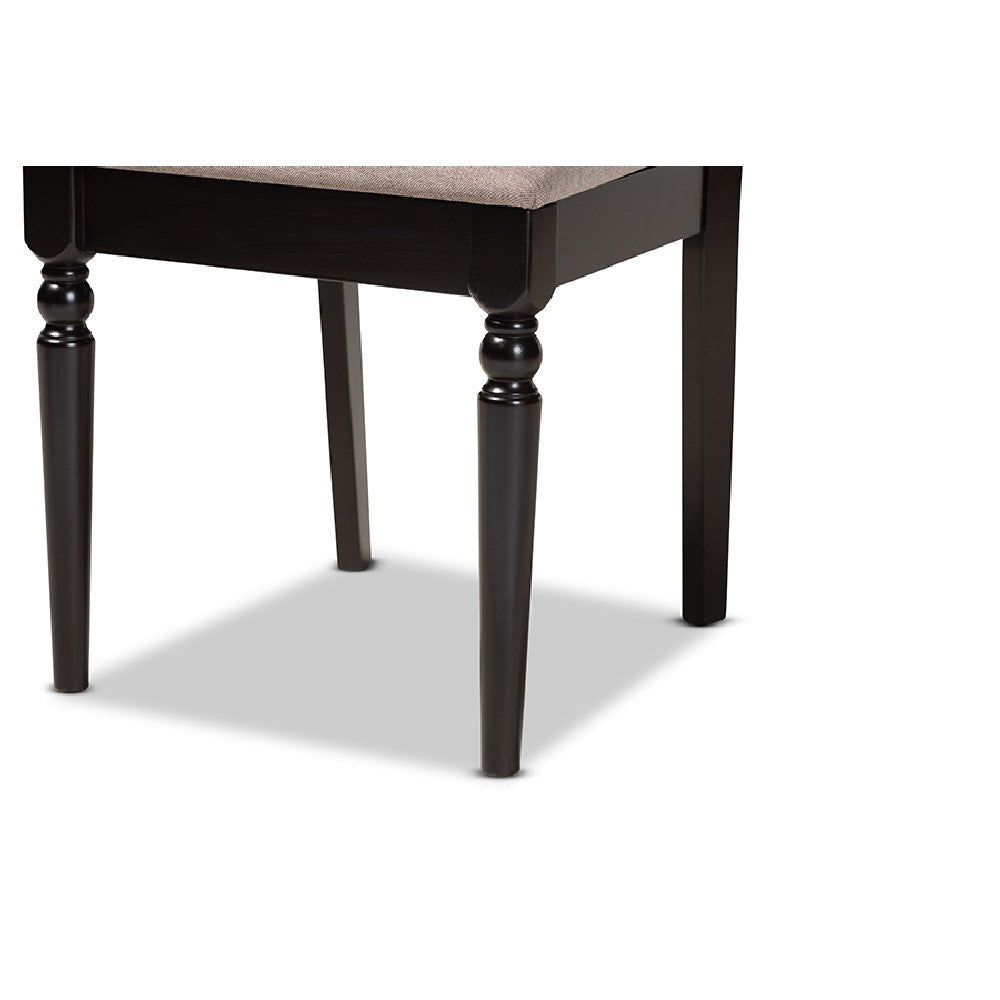 Baxton Studio Renaud Modern and Contemporary Sand Fabric Upholstered and Dark Brown Finished Wood 7-Piece Dining Set