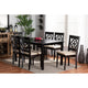 Baxton Studio Renaud Modern and Contemporary Sand Fabric Upholstered and Dark Brown Finished Wood 7-Piece Dining Set