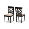 Baxton Studio Renaud Modern and Contemporary Sand Fabric Upholstered and Espresso Brown Finished Wood 2-Piece Dining Chair Set Set