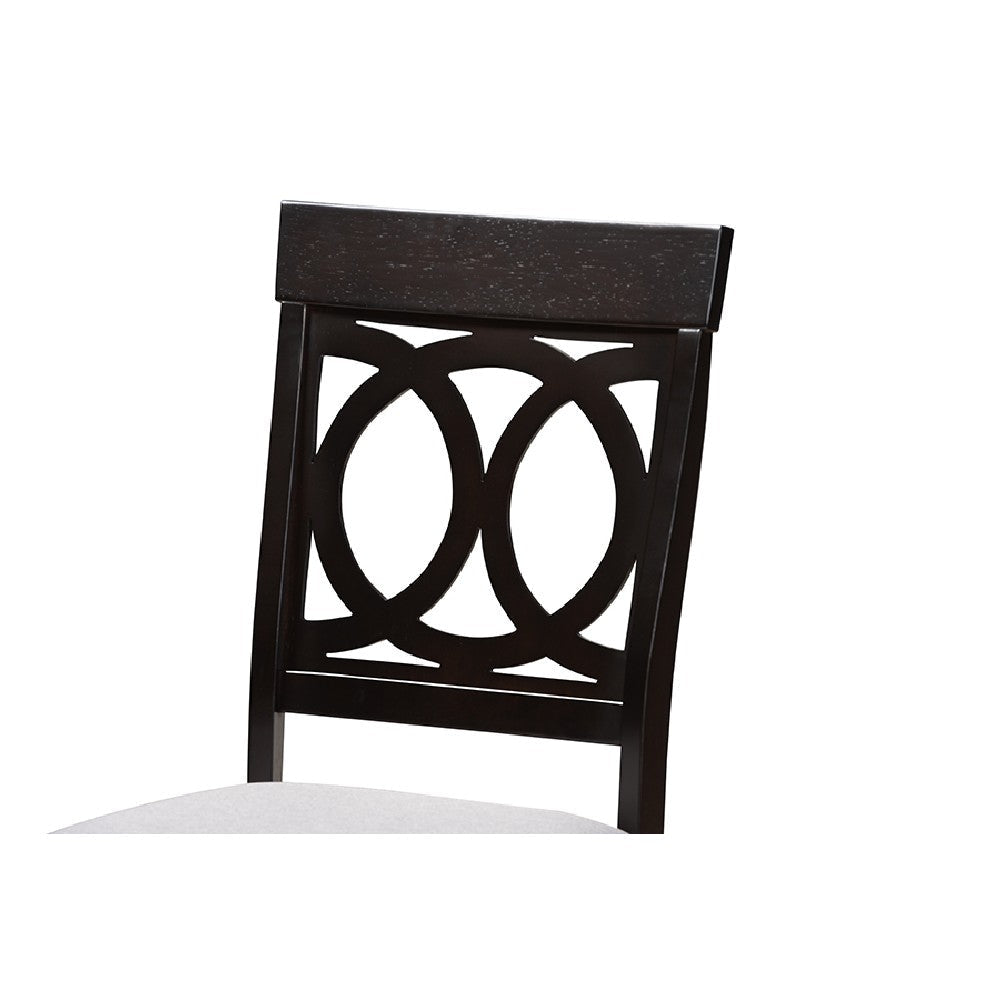 Baxton Studio Lucie Modern and Contemporary Grey Fabric Upholstered Espresso Brown Finished 5-Piece Wood Dining Set