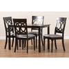 Baxton Studio Lucie Modern and Contemporary Grey Fabric Upholstered Espresso Brown Finished 5-Piece Wood Dining Set