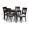 Baxton Studio Lucie Modern and Contemporary Grey Fabric Upholstered Espresso Brown Finished 5-Piece Wood Dining Set