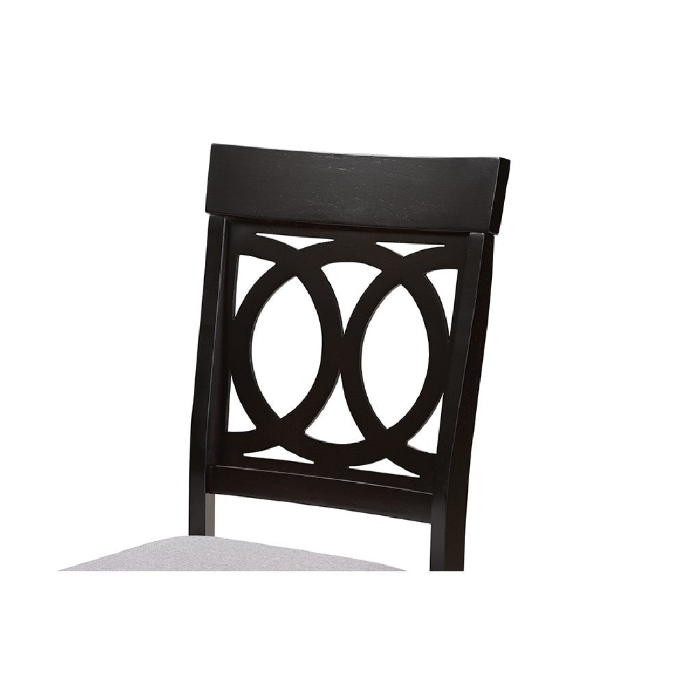 Baxton Studio Lucie Modern and Contemporary Grey Fabric Upholstered and Dark Brown Finished Wood 7-Piece Dining Set