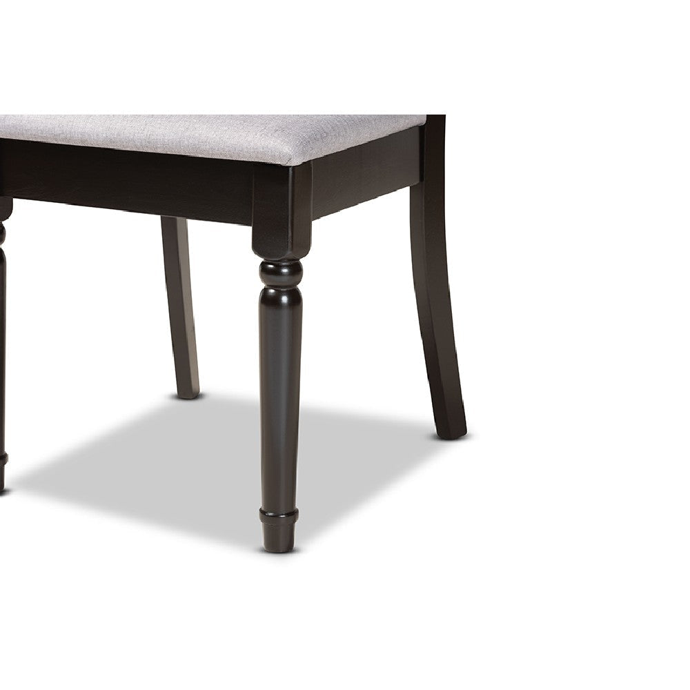 Baxton Studio Lucie Modern and Contemporary Grey Fabric Upholstered and Dark Brown Finished Wood 7-Piece Dining Set