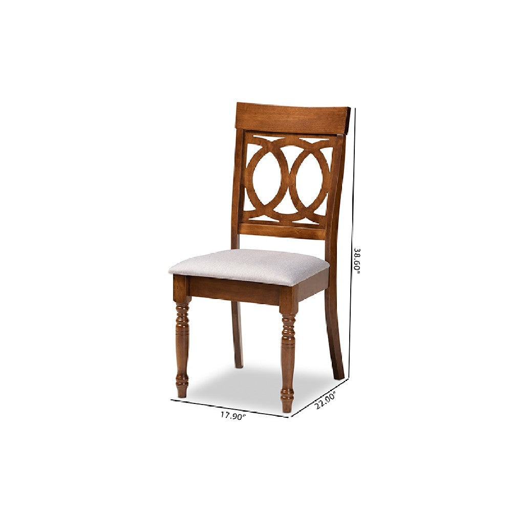 Baxton Studio Lucie Modern and Contemporary Grey Fabric Upholstered and Walnut Brown Finished Wood 4-Piece Dining Chair Set