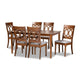 Baxton Studio Lucie Modern and Contemporary Grey Fabric Upholstered and Walnut Brown Finished Wood 7-Piece Dining Set